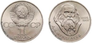 1 рубль 1984 года, Менделеев. Цена. Юбилейная.
