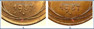 3 копейки 1957, Реверс А, Б.