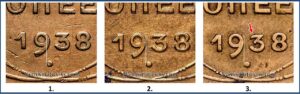 5 копеек 1938, Реверс А, Б, В.